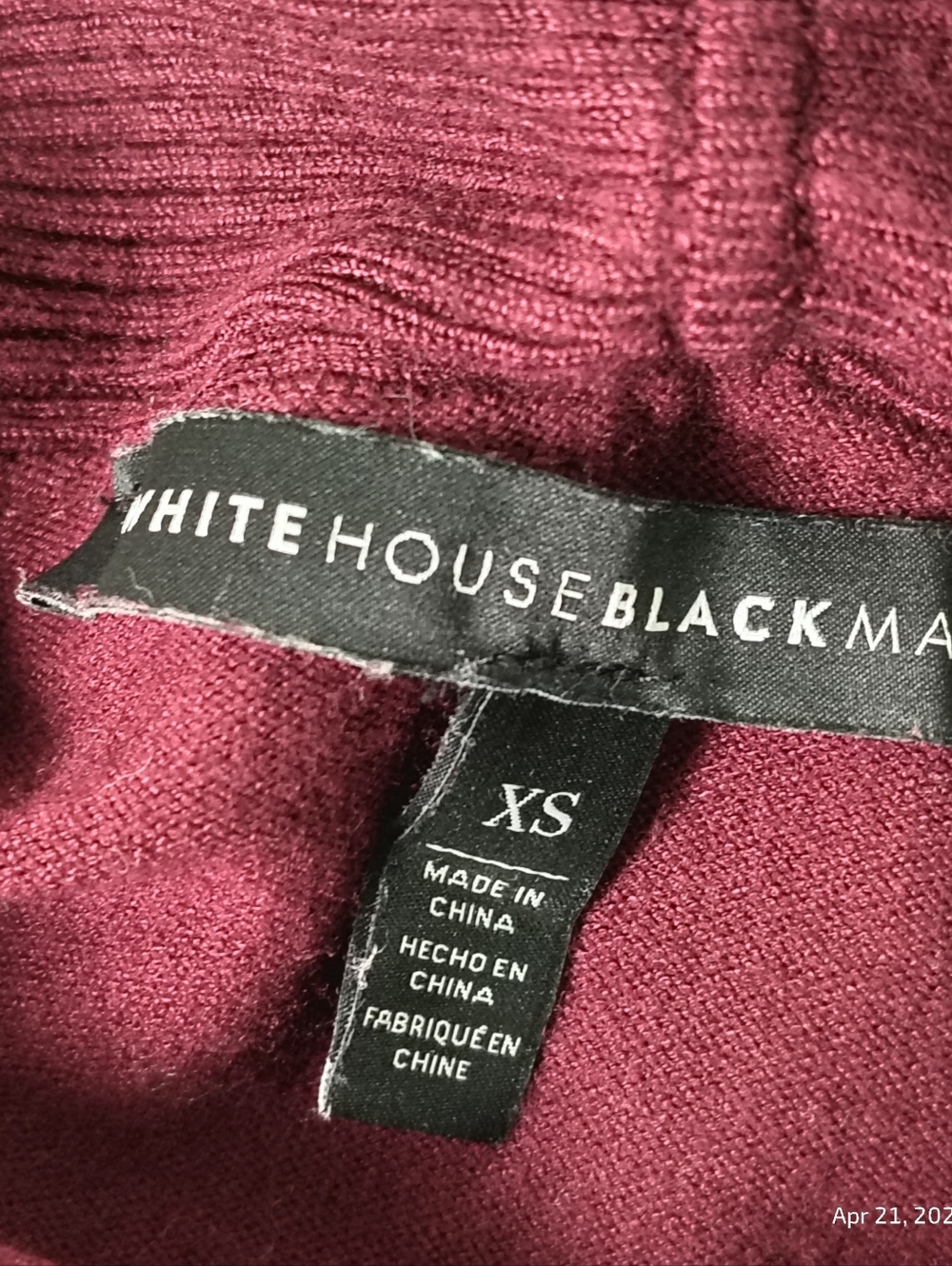 WHBM Open Front Sweater Cardigan SZ XS Burgundy WATERFALL CASUAL ACADEMIA - Picture 2 of 6